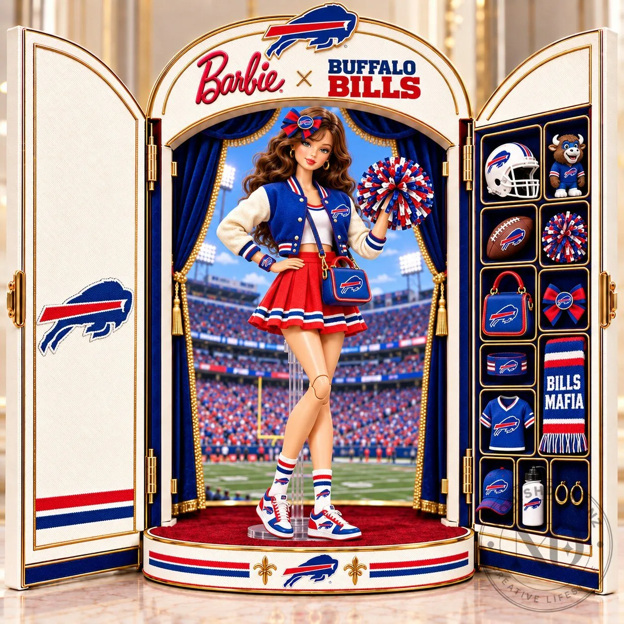 Barbie Buffalo Bills Cheerleader Commemorative Collectible Figure Doll 1 Barbie Buffalo Bills Cheerleader Commemorative Collectible Figure Doll