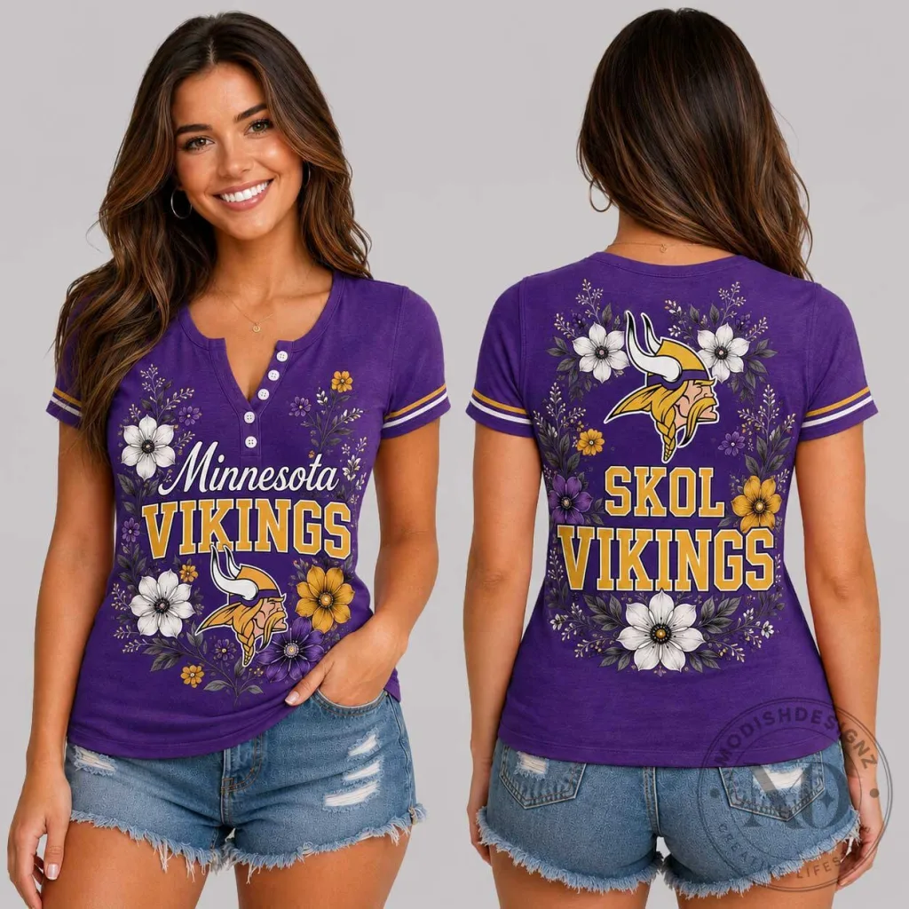 Minnesota Vikings Floral Skol Vikings NFL Football Team Women's T-Shirt Minnesota Vikings Floral Skol Vikings NFL Football Team Women's T-Shirt