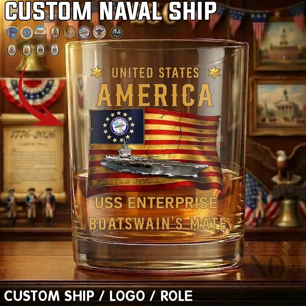 United States Navy Ship Decanter and Whiskey Glass Set with Custom Engraving 14 United States Navy Ship Decanter and Whiskey Glass Set with Custom Engraving