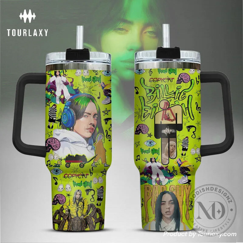 Billie Eilish Bad Guy Music Album Artwork Insulated Travel Tumbler