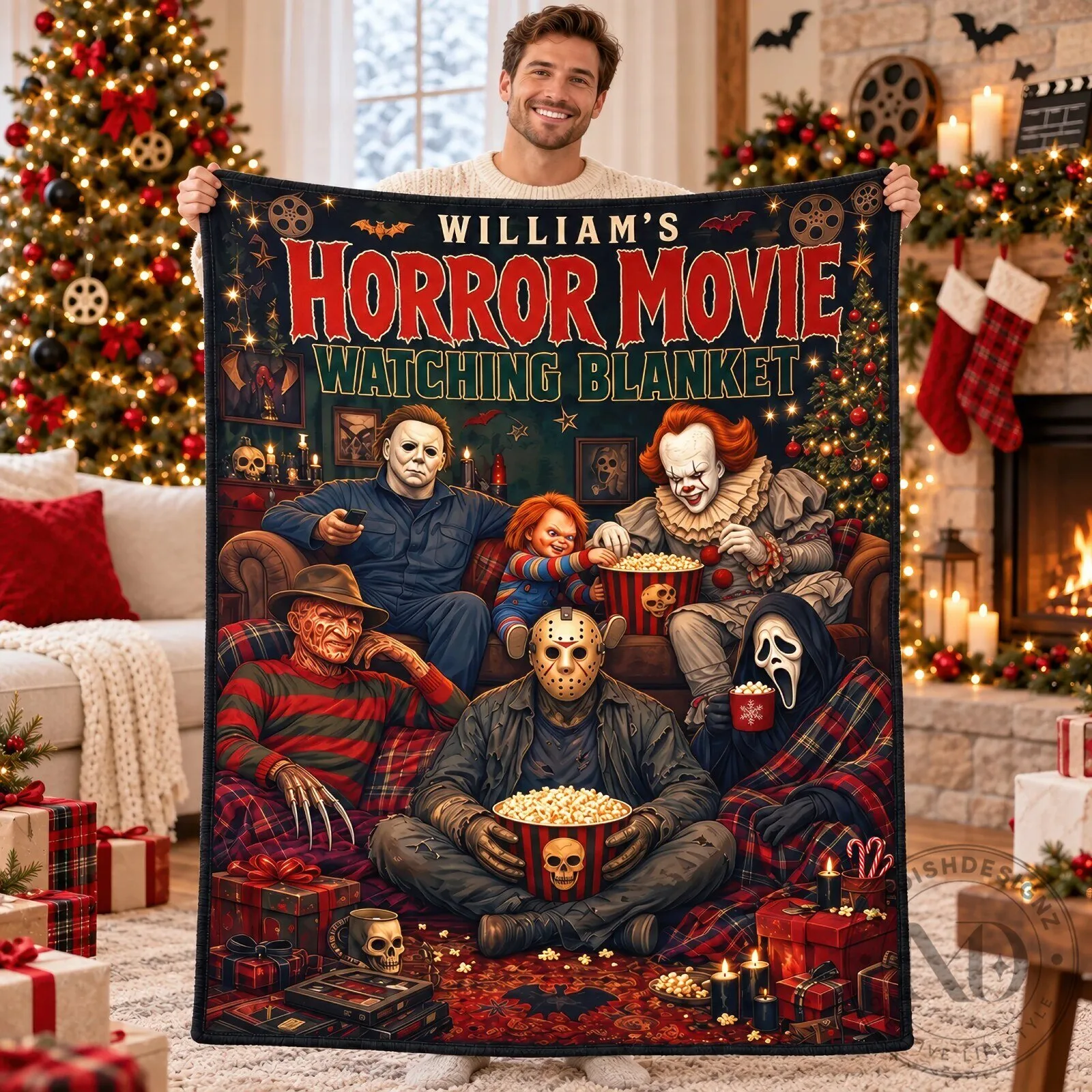 William's Horror Movie Watching Blanket Halloween Christmas Gift