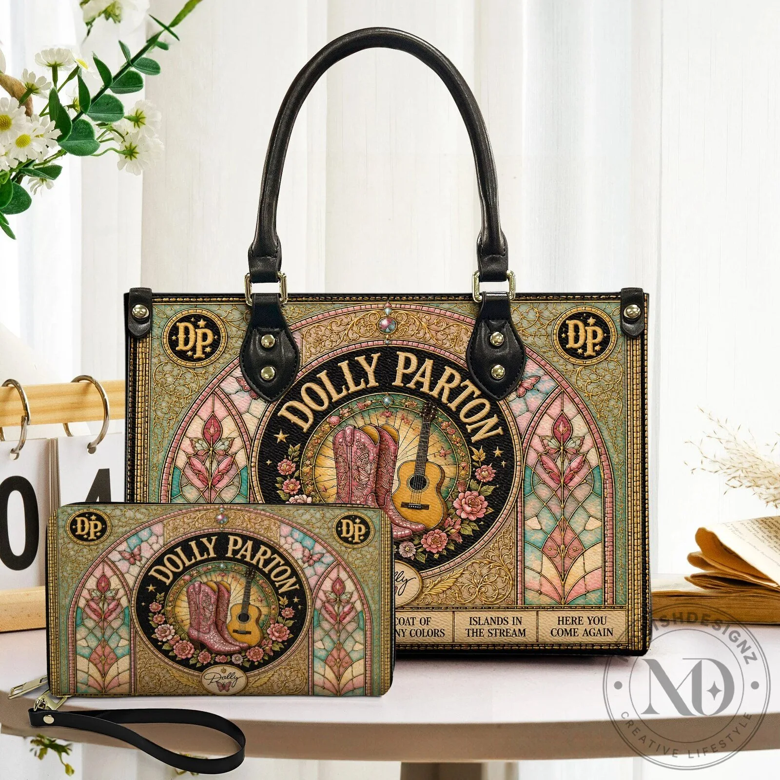 Dolly Parton Country Music Stained Glass Design Handbag, Vintage Style Tote Bag 17 Dolly Parton Country Music Stained Glass Design Handbag, Vintage Style Tote Bag