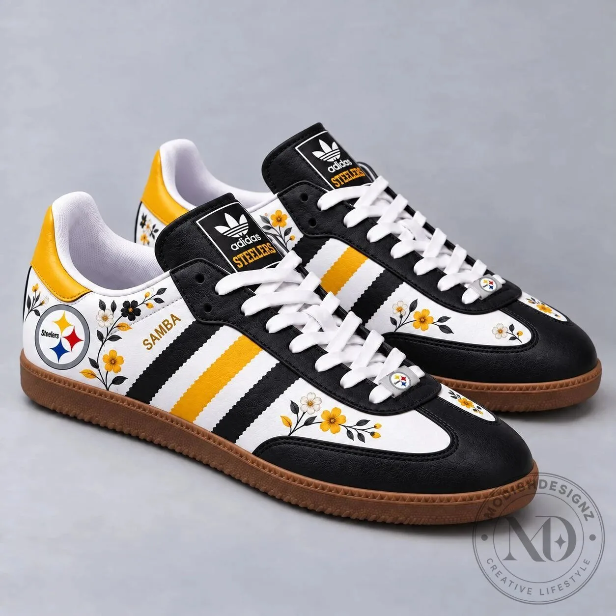 Pittsburgh Steelers Floral Pattern Samba Shoes 4 Pittsburgh Steelers Floral Pattern Samba Shoes