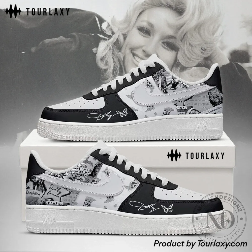 Dolly Parton Black and White Custom Design Air Force 1 Shoes