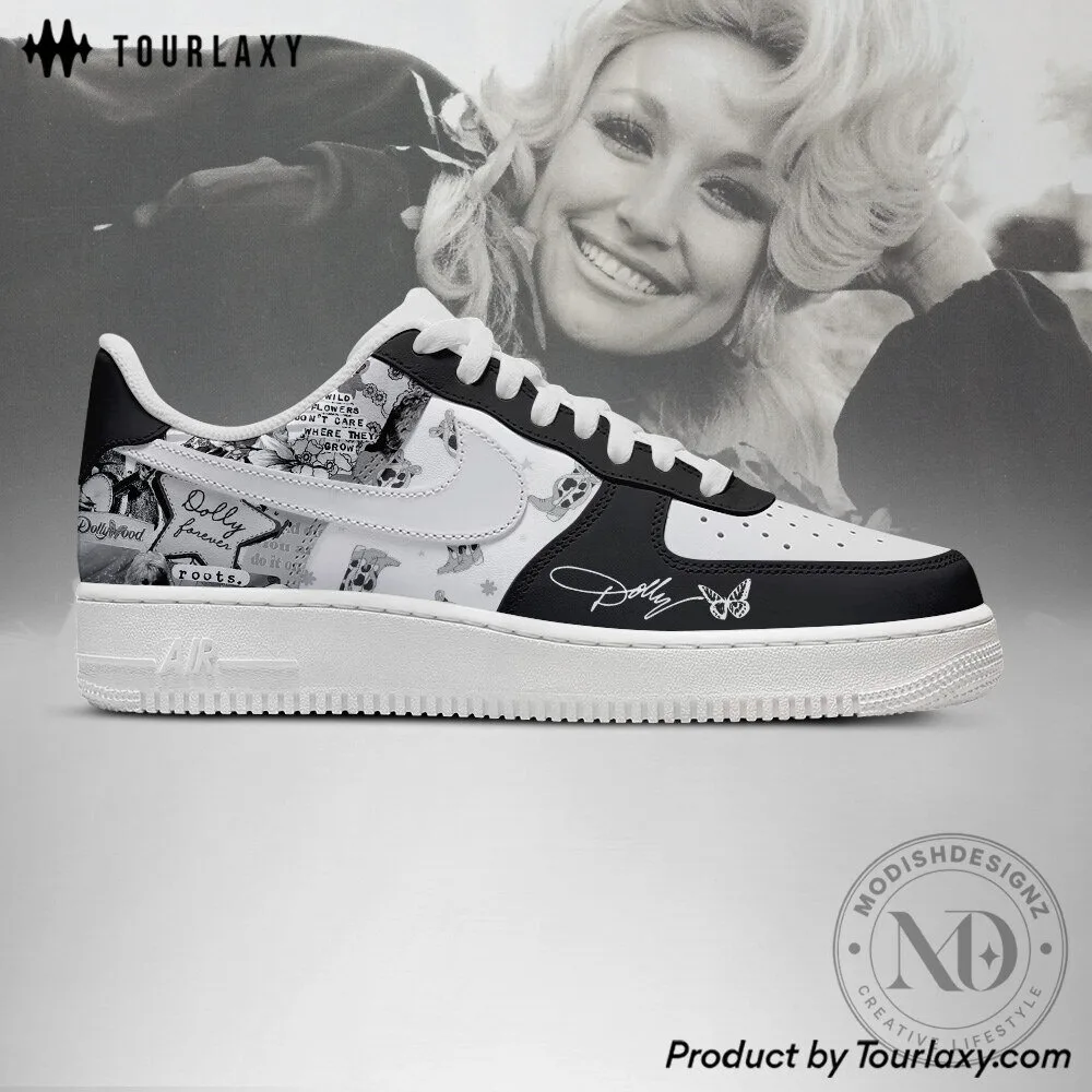 Dolly Parton Black and White Custom Design Air Force 1 Shoes 9 Dolly Parton Black and White Custom Design Air Force 1 Shoes