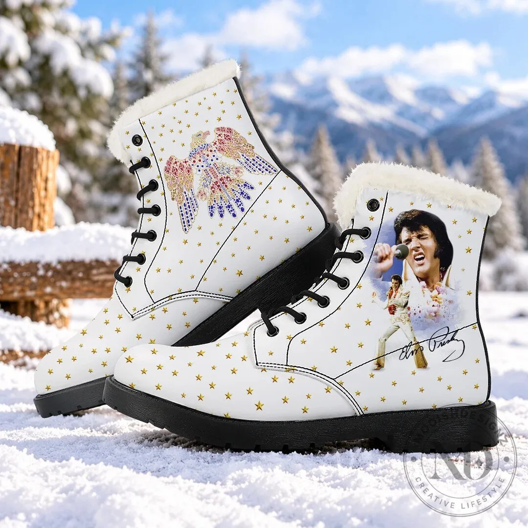 Elvis Presley American Eagle Winter Boots with Faux Fur Lining