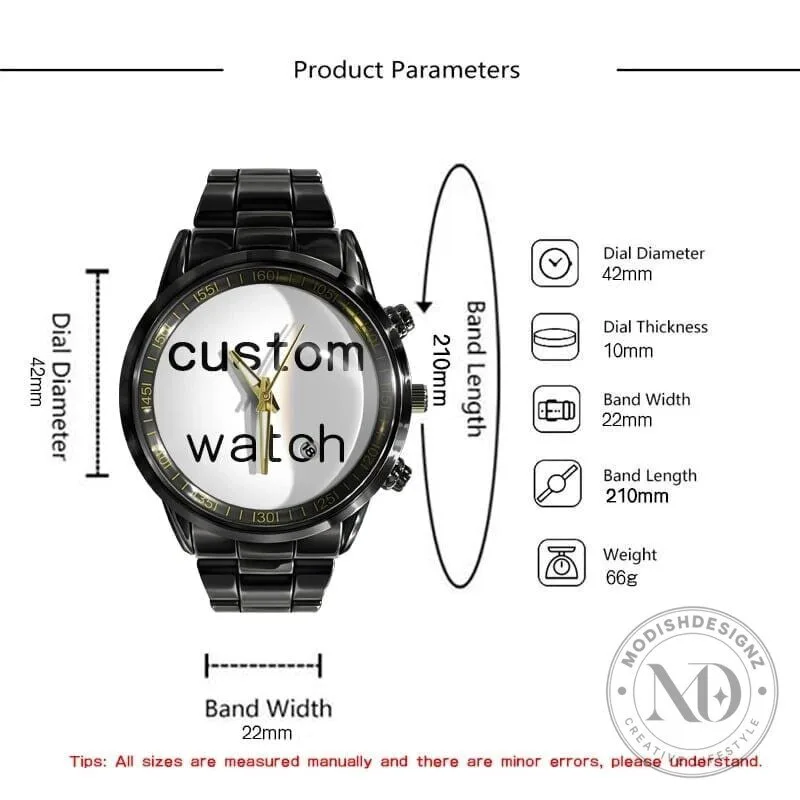 Porsche Custom Name Classic Design Black Steel Wrist Watch 6 Porsche Custom Name Classic Design Black Steel Wrist Watch