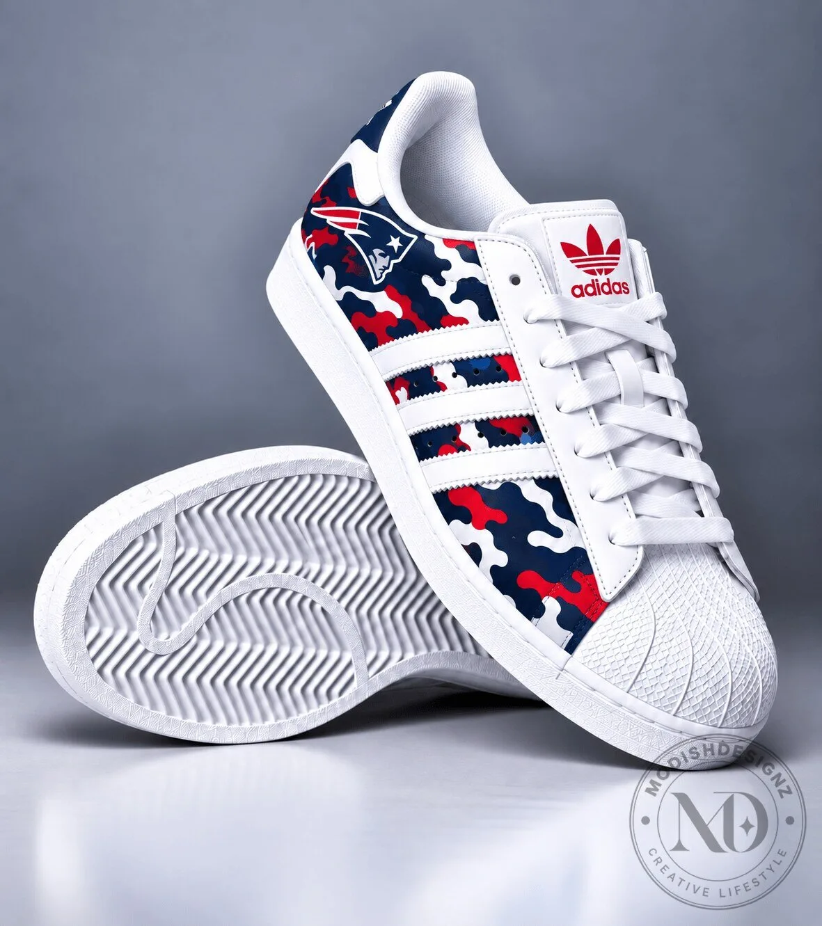 New England Patriots Camouflage Pattern Superstar Shoes