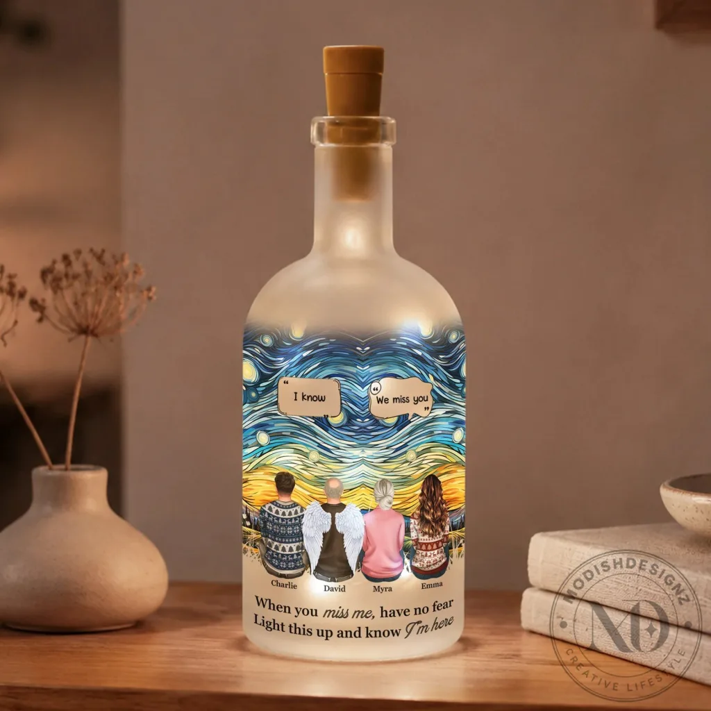 Personalized Memorial Gift Bottle Lamp, First Christmas Without You, Custom Bereavement Gift 54 Personalized Memorial Gift Bottle Lamp, First Christmas Without You, Custom Bereavement Gift
