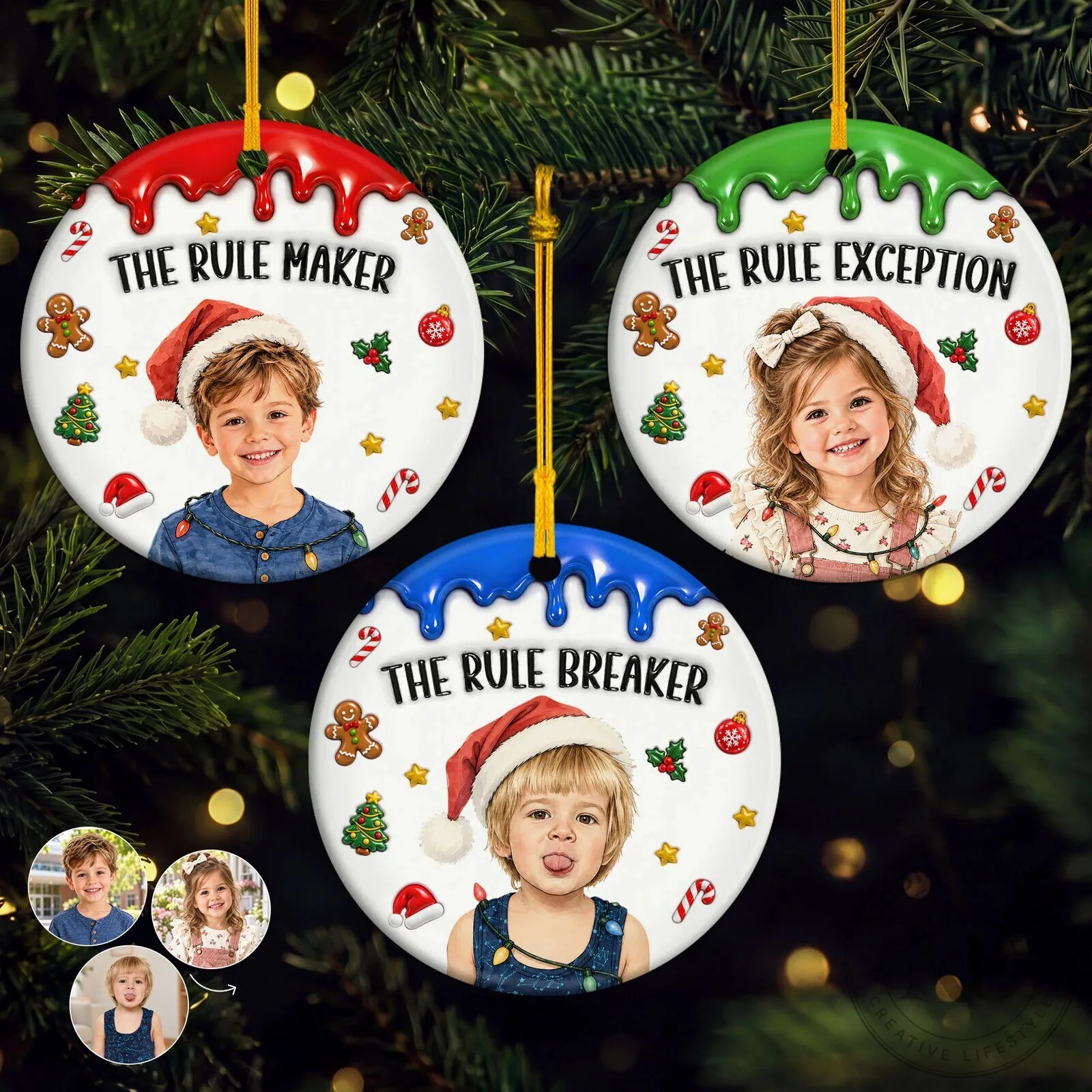 Personalized Christmas Rule Maker Breaker Exception Ceramic Ornament