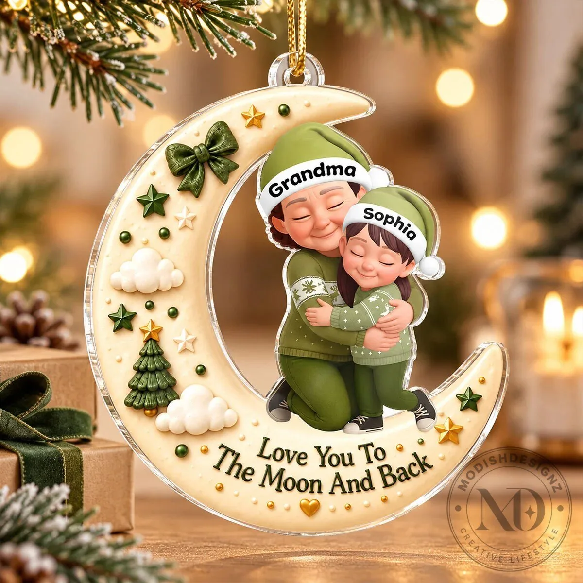 Personalized Grandma Hugging Grandchild Love You To The Moon And Back Christmas Ornament 2 Personalized Grandma Hugging Grandchild Love You To The Moon And Back Christmas Ornament