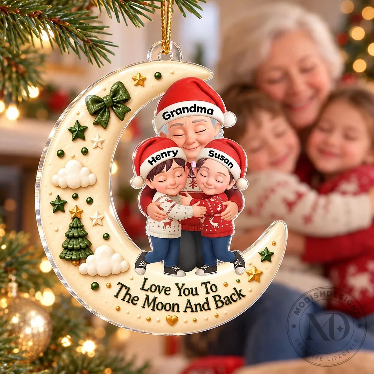 Personalized Grandma Hugging Grandchild Love You To The Moon And Back Christmas Ornament 18 Personalized Grandma Hugging Grandchild Love You To The Moon And Back Christmas Ornament