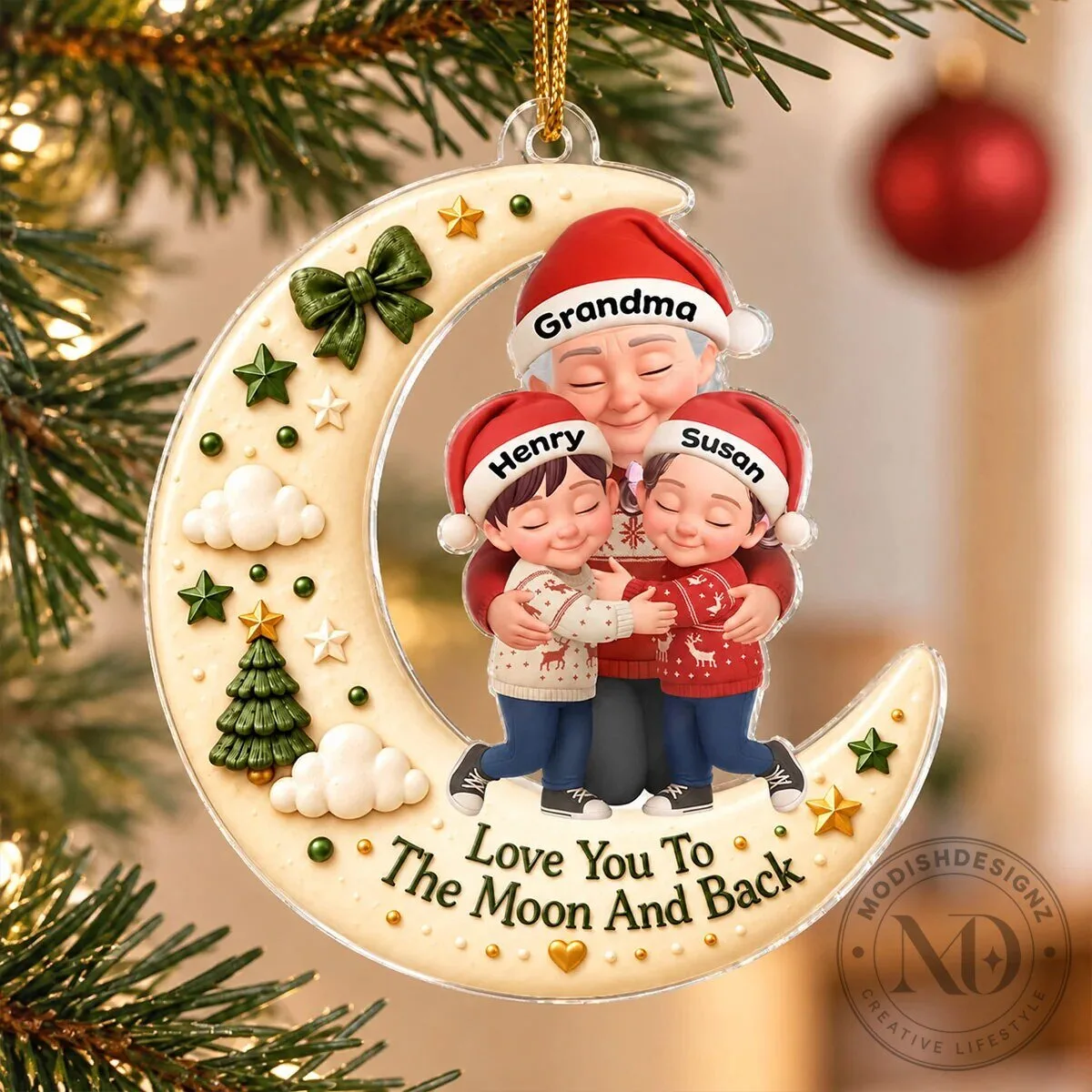 Personalized Grandma Hugging Grandchild Love You To The Moon And Back Christmas Ornament 20 Personalized Grandma Hugging Grandchild Love You To The Moon And Back Christmas Ornament