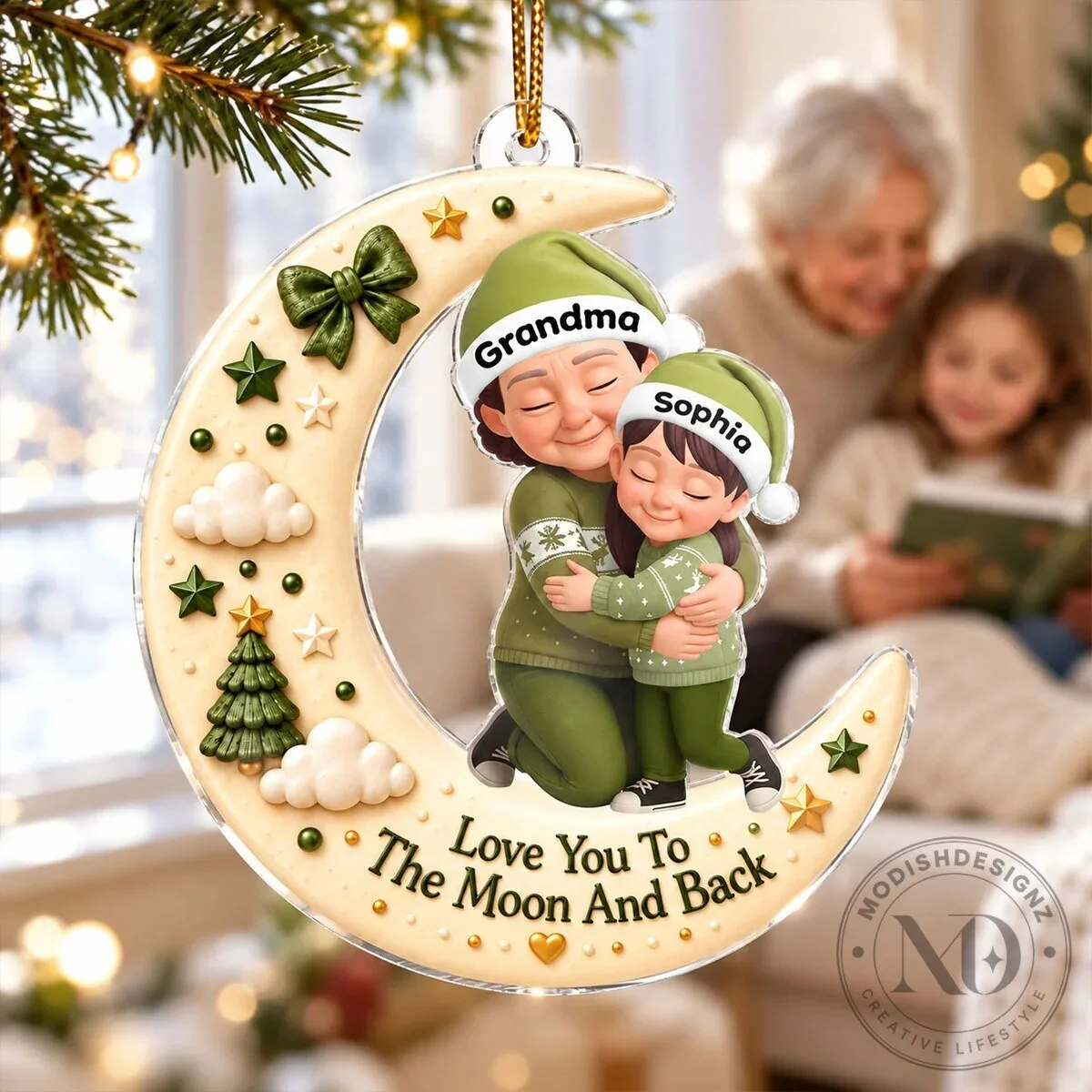 Personalized Grandma Hugging Grandchild Love You To The Moon And Back Christmas Ornament 21 Personalized Grandma Hugging Grandchild Love You To The Moon And Back Christmas Ornament
