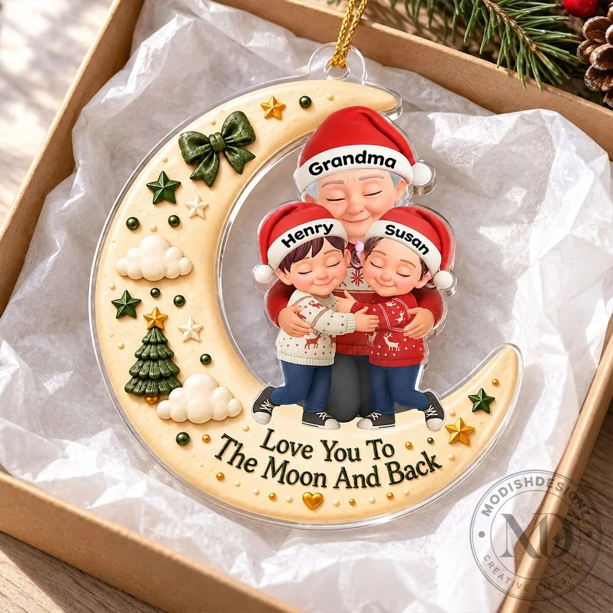Personalized Grandma Hugging Grandchild Love You To The Moon And Back Christmas Ornament 22 Personalized Grandma Hugging Grandchild Love You To The Moon And Back Christmas Ornament