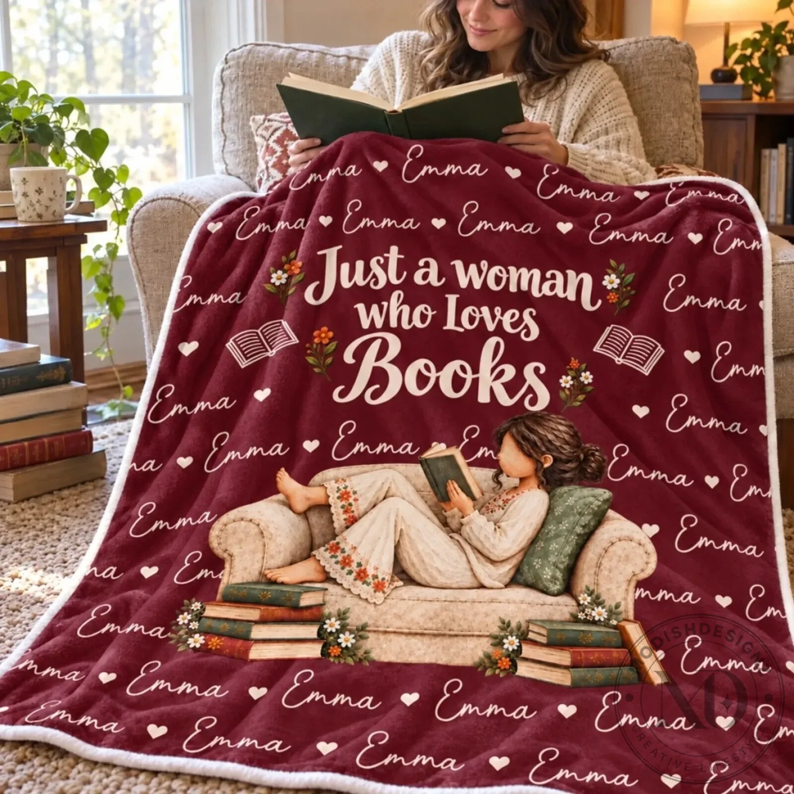 Personalized Just a Girl Who Loves Books Reading Cozy Blanket 14 Personalized Just a Girl Who Loves Books Reading Cozy Blanket