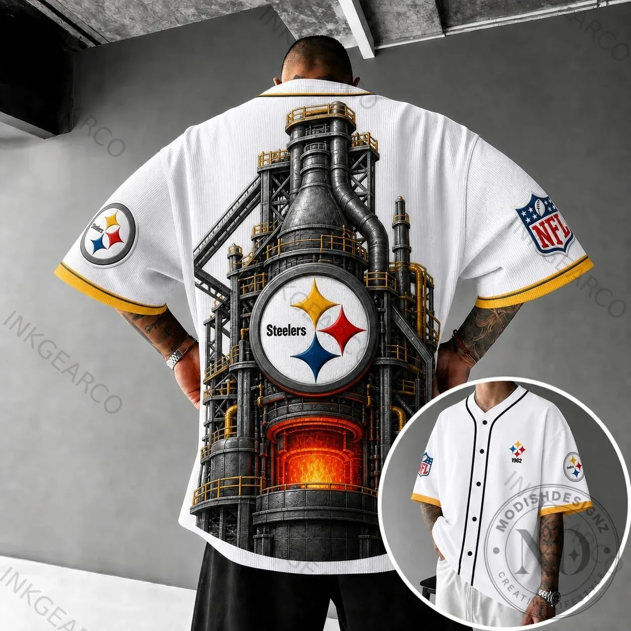 Pittsburgh Steelers Football Team Steel Mill Baseball Jersey