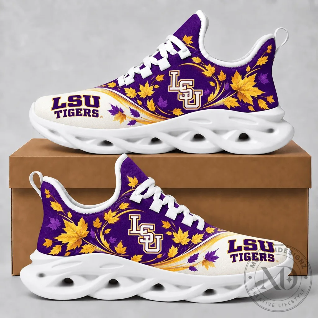 LSU Tigers Autumn Maple Leaves Chunky Sneakers Shoes LSU Tigers Autumn Maple Leaves Chunky Sneakers Shoes