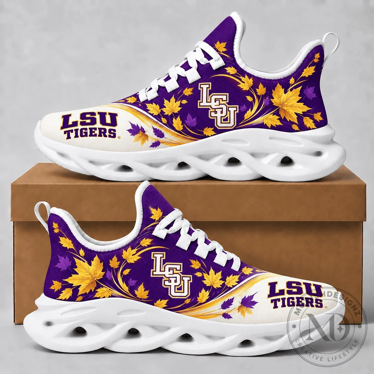 LSU Tigers Autumn Maple Leaves Chunky Sneakers Shoes