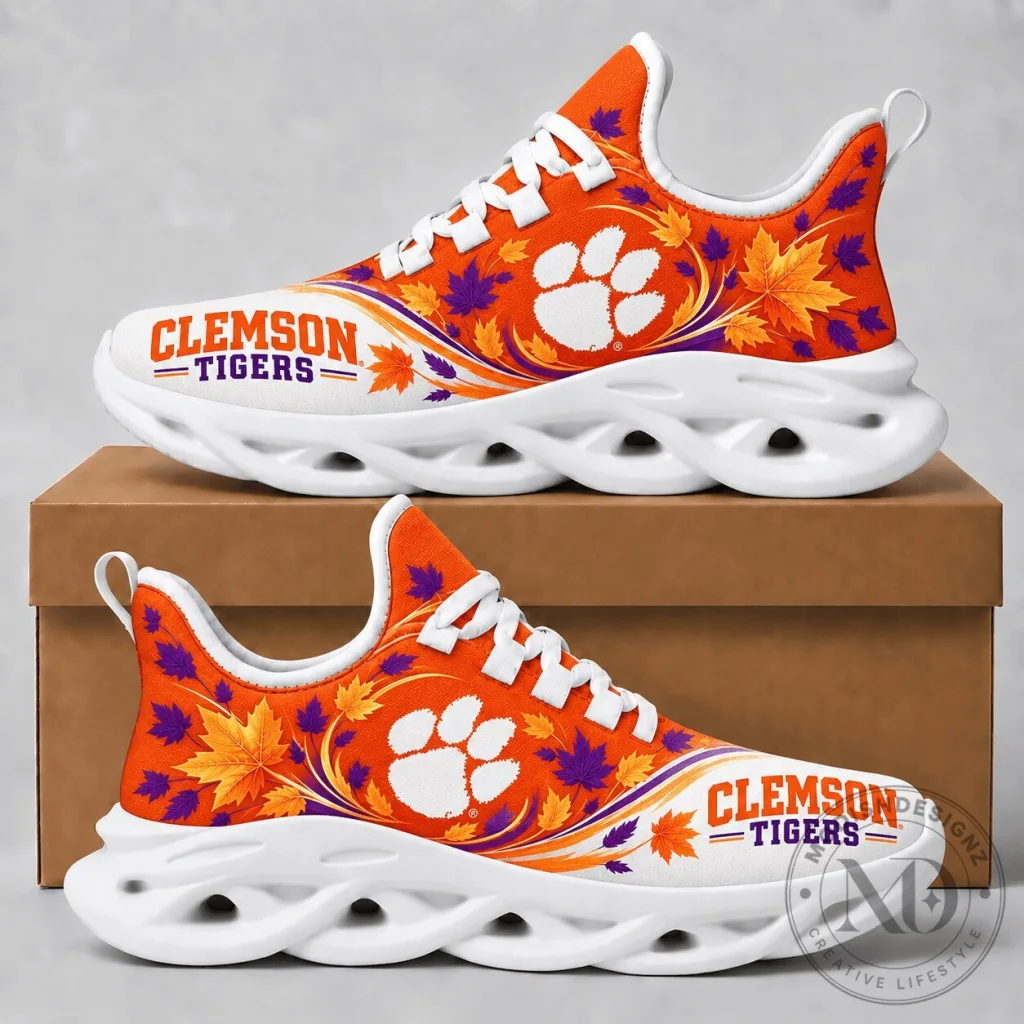 Clemson Tigers Fall Maple Leaves Chunky Sneakers Clemson Tigers Fall Maple Leaves Chunky Sneakers