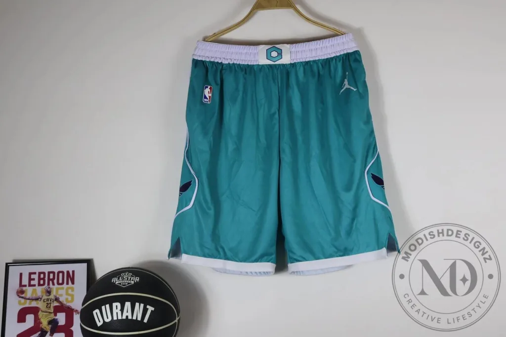 Charlotte Hornets Icon Edition Teal and White Basketball Shorts Charlotte Hornets Icon Edition Teal and White Basketball Shorts