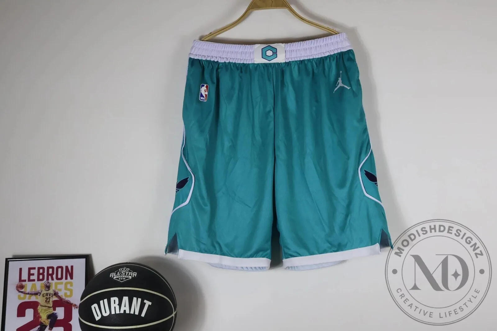 Charlotte Hornets Icon Edition Teal and White Basketball Shorts