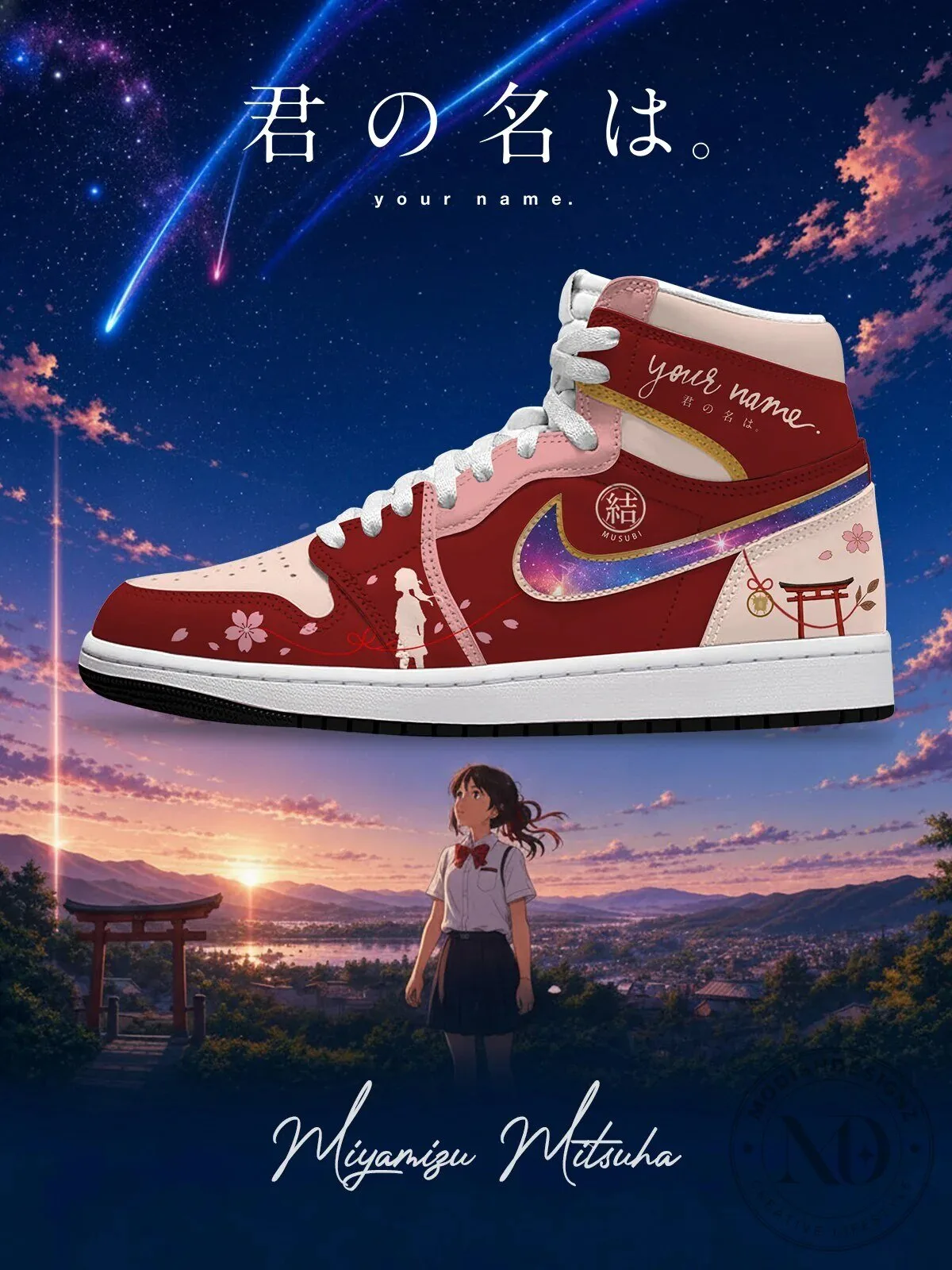 Kimi no Na wa Miyamizu Mitsuha Anime High Top Sneakers