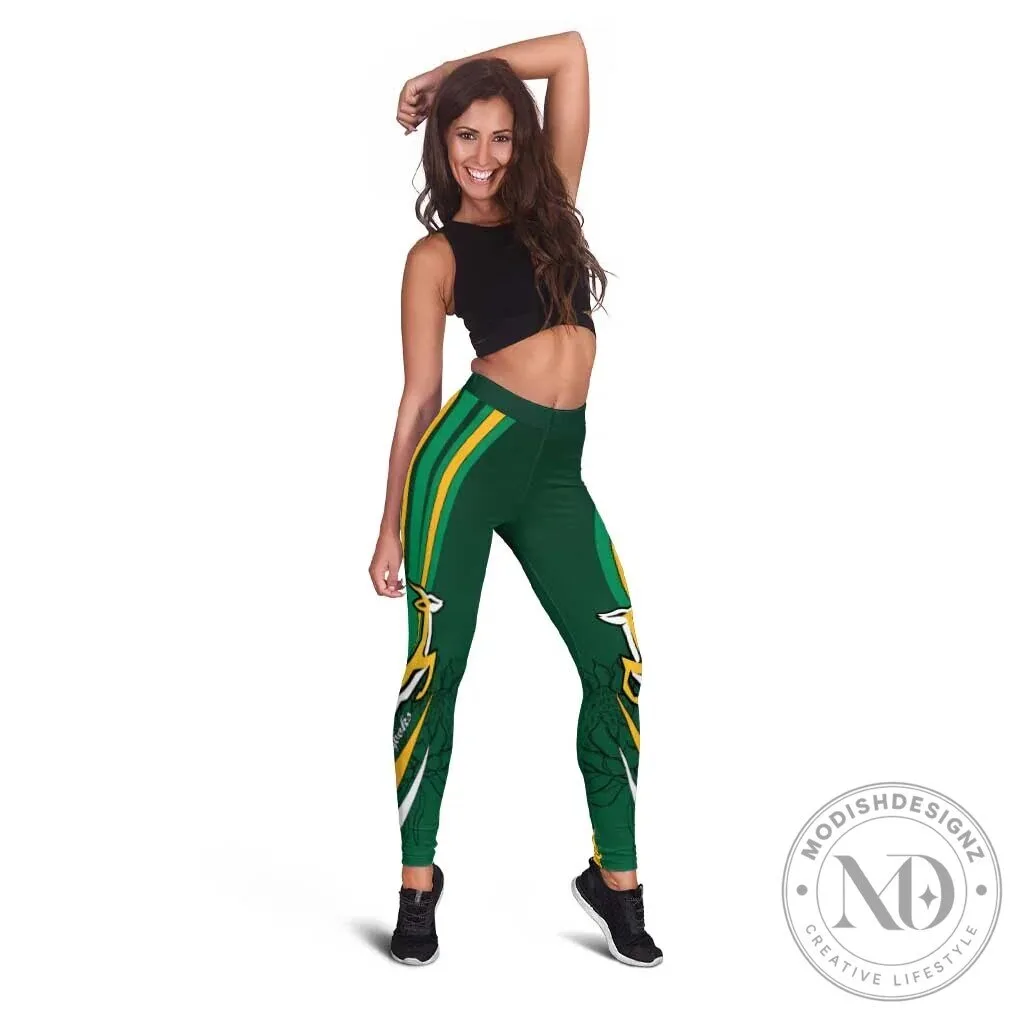 South Africa Springboks Rugby Team Green and Gold Striped Leggings 9 South Africa Springboks Rugby Team Green and Gold Striped Leggings