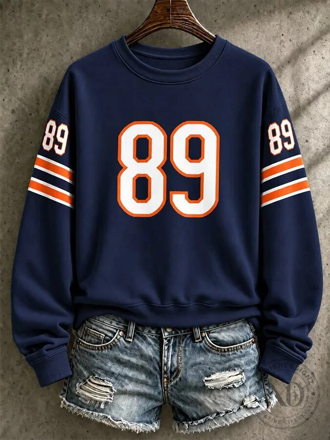Chicago Bears Inspired Number 89 Navy Blue Football Crewneck Sweatshirt 5 Chicago Bears Inspired Number 89 Navy Blue Football Crewneck Sweatshirt
