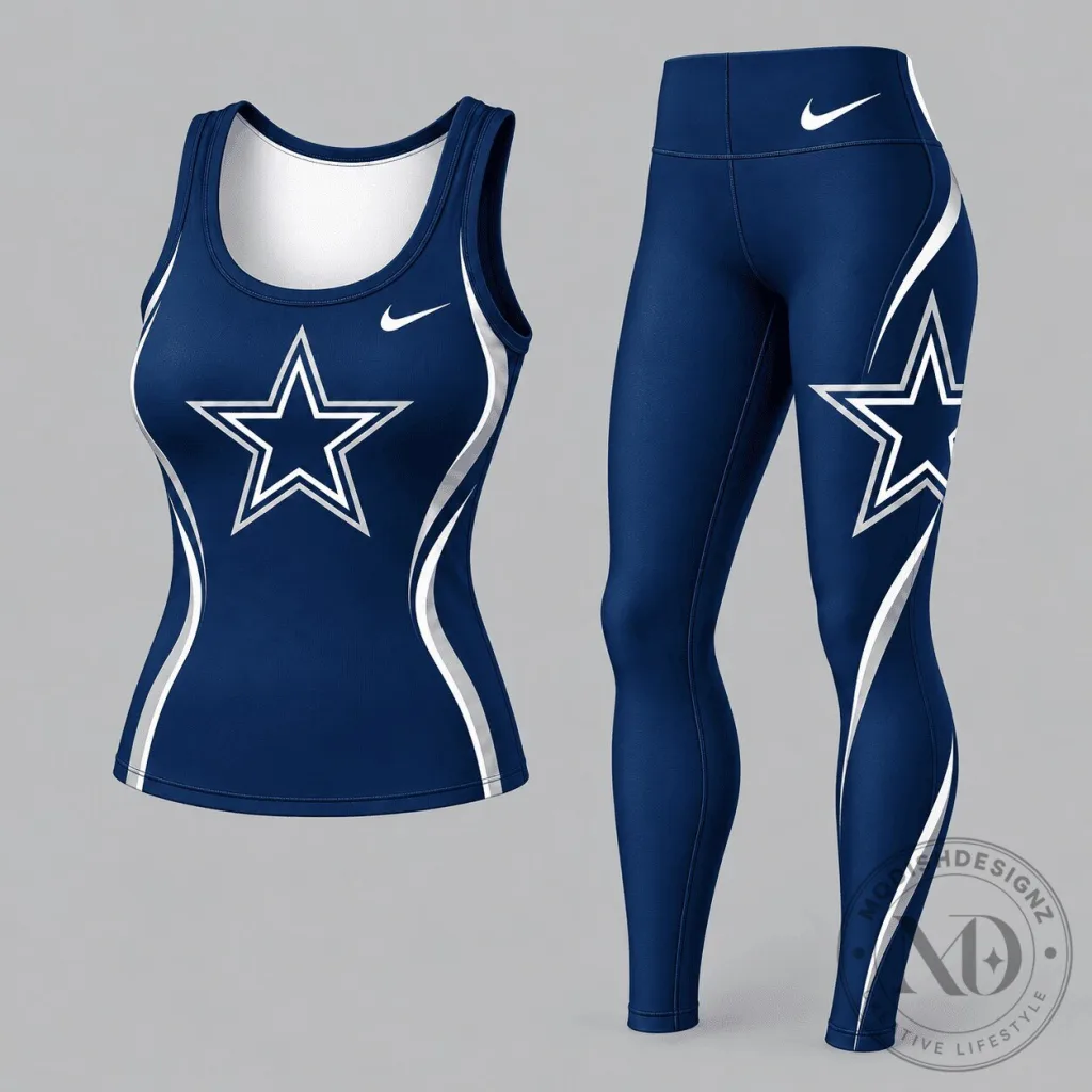 Dallas Cowboys Women's Dynamic Curve Built-in-Bra Tank Top and Leggings Set Dallas Cowboys Women's Dynamic Curve Built-in-Bra Tank Top and Leggings Set
