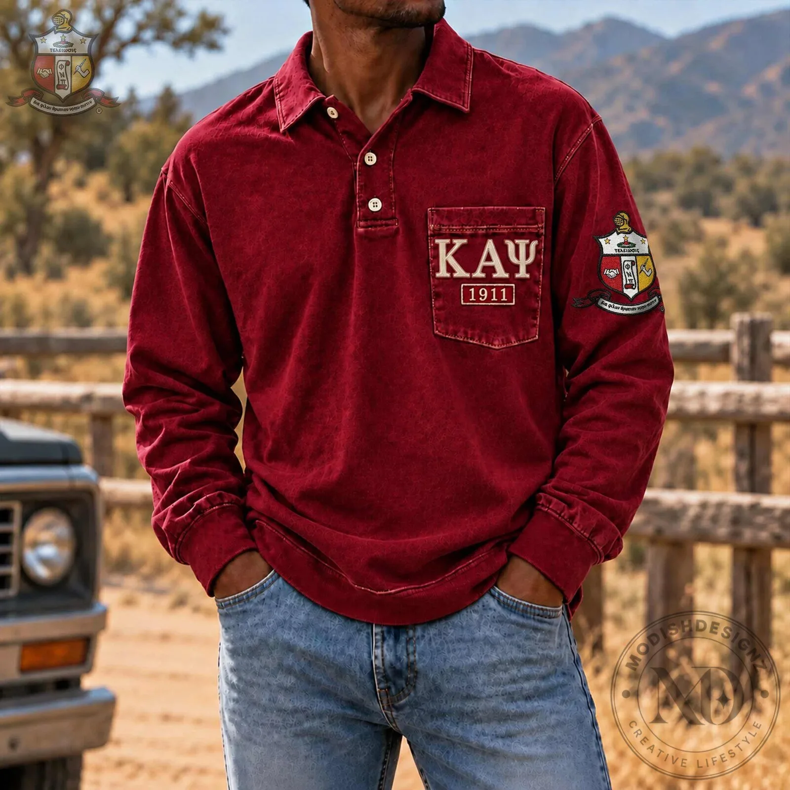 Kappa Alpha Psi Fraternity 1911 Embroidered Long Sleeve Polo Shirt 5 Kappa Alpha Psi Fraternity 1911 Embroidered Long Sleeve Polo Shirt