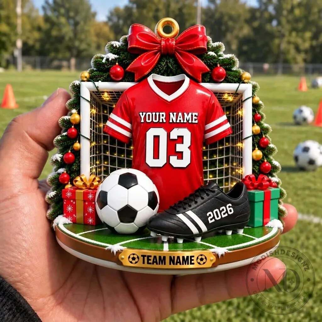Personalized Soccer Christmas Ornament with Jersey and Cleats 5 Personalized Soccer Christmas Ornament with Jersey and Cleats