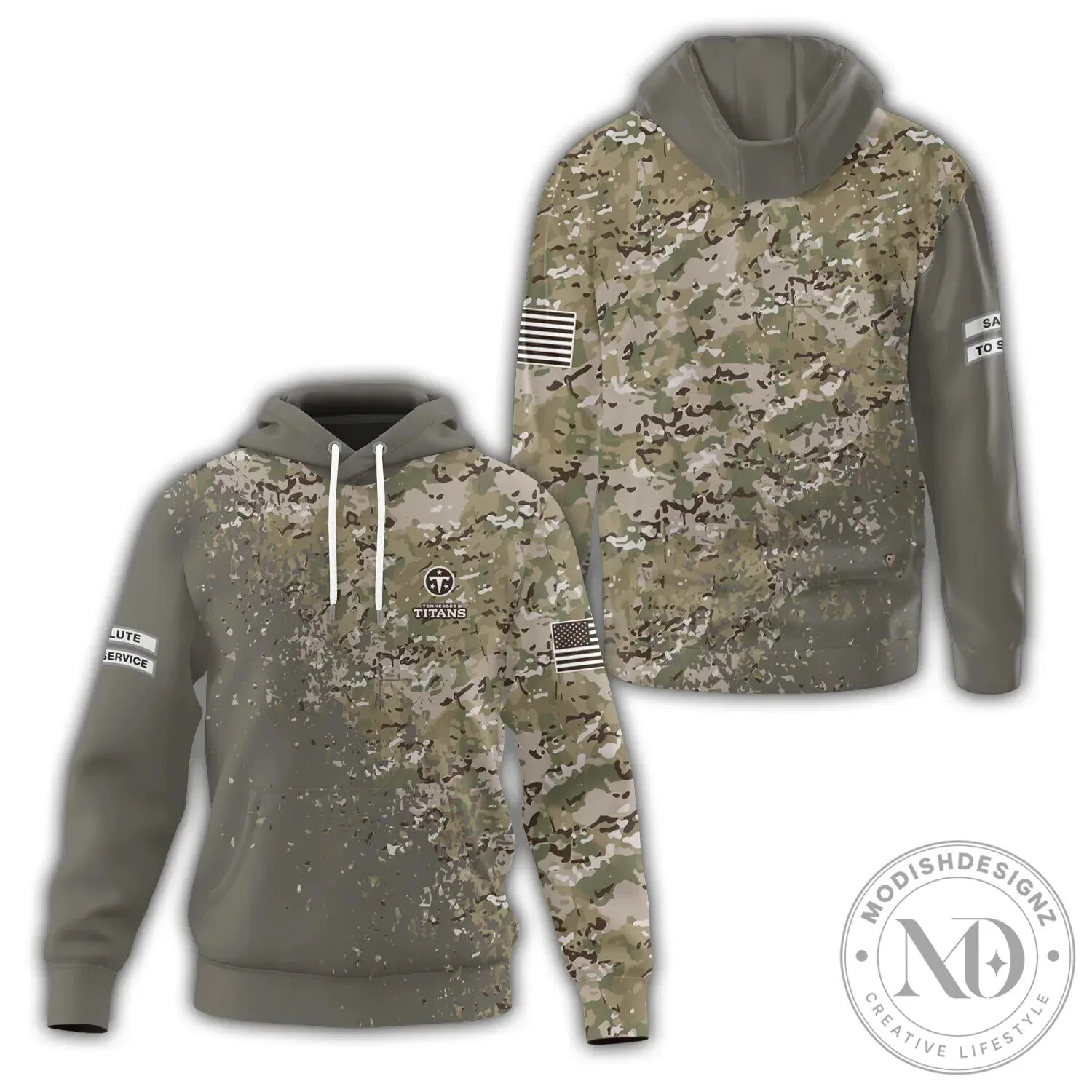 Tennessee Titans Salute To Service Camouflage Military Style Hoodie