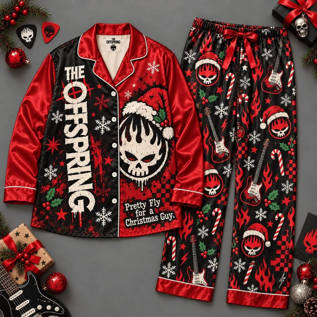 The Offspring Flaming Skull Christmas Holiday Pajamas Set 28 The Offspring Flaming Skull Christmas Holiday Pajamas Set
