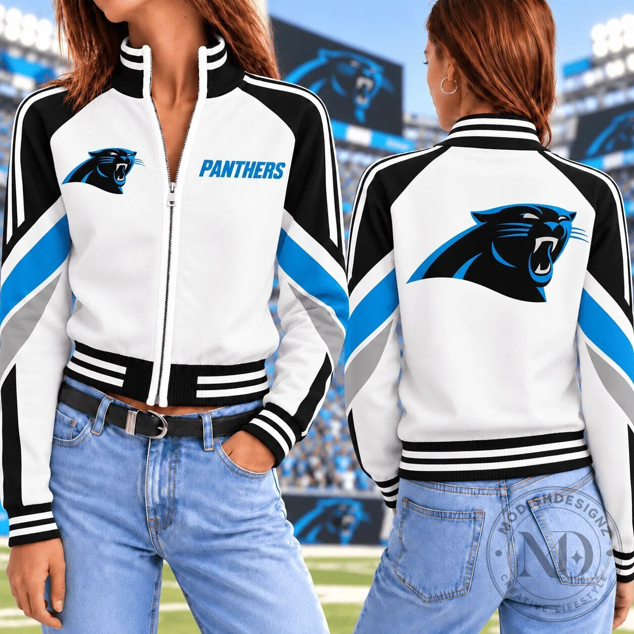 Carolina Panthers NFL Football Vintage Colorblock Mockneck Zipper Jacket For Fans 1 Carolina Panthers NFL Football Vintage Colorblock Mockneck Zipper Jacket For Fans