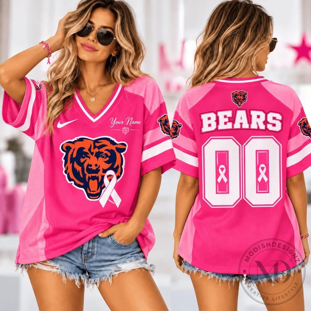 Chicago Bears Pink Breast Cancer Awareness Football Jersey 18 Chicago Bears Pink Breast Cancer Awareness Football Jersey