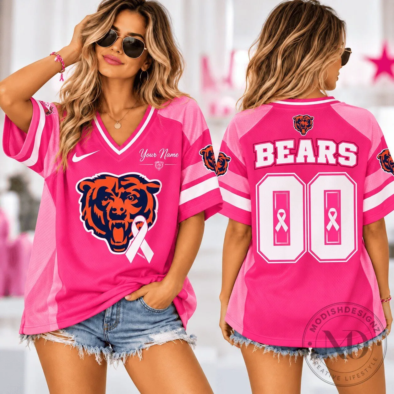 Chicago Bears Pink Breast Cancer Awareness Football Jersey