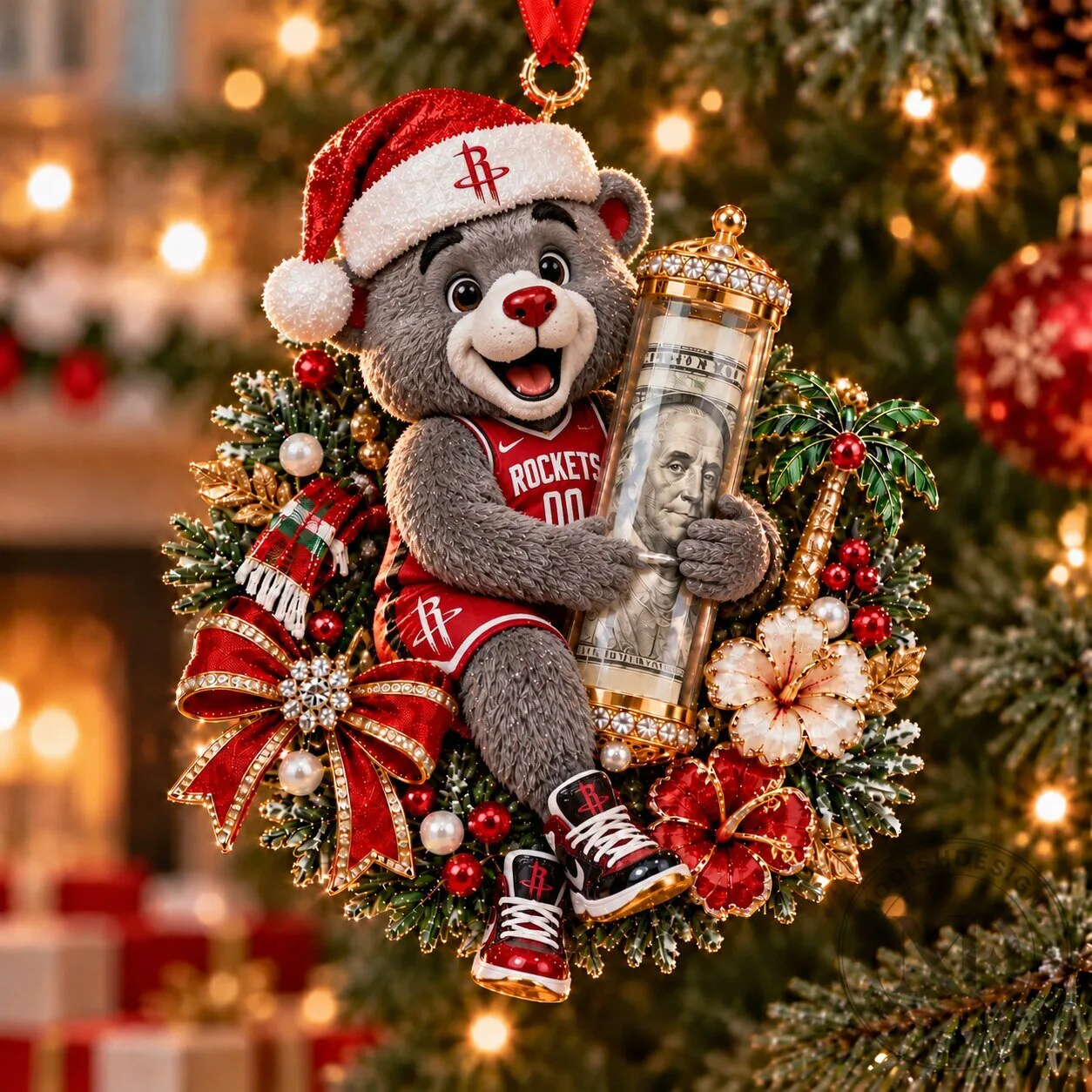 Houston Rockets Christmas Holiday Ornament