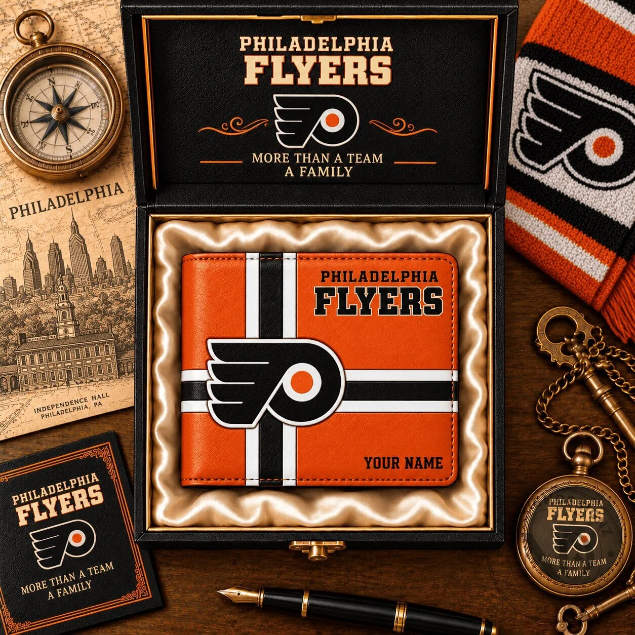 Philadelphia Flyers Custom Name NHL Hockey Team Fan Wallet