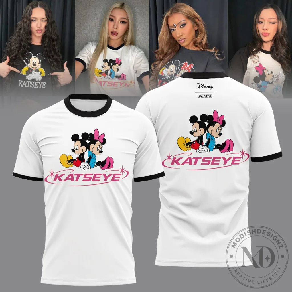 KATSEYE and Disney Mickey and Minnie Mouse Cartoon Character T-Shirt 10 KATSEYE and Disney Mickey and Minnie Mouse Cartoon Character T-Shirt