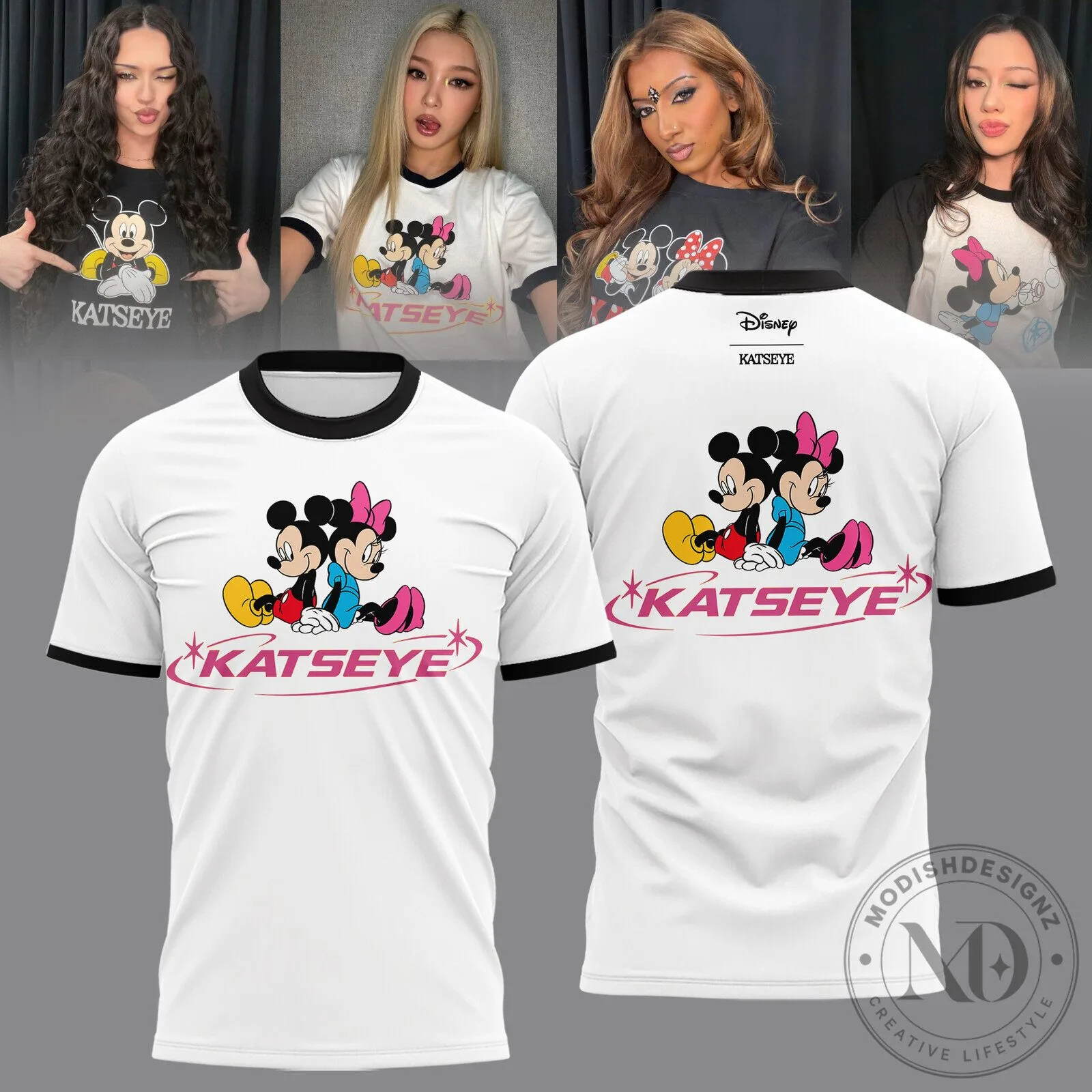 KATSEYE and Disney Mickey and Minnie Mouse Cartoon Character T-Shirt