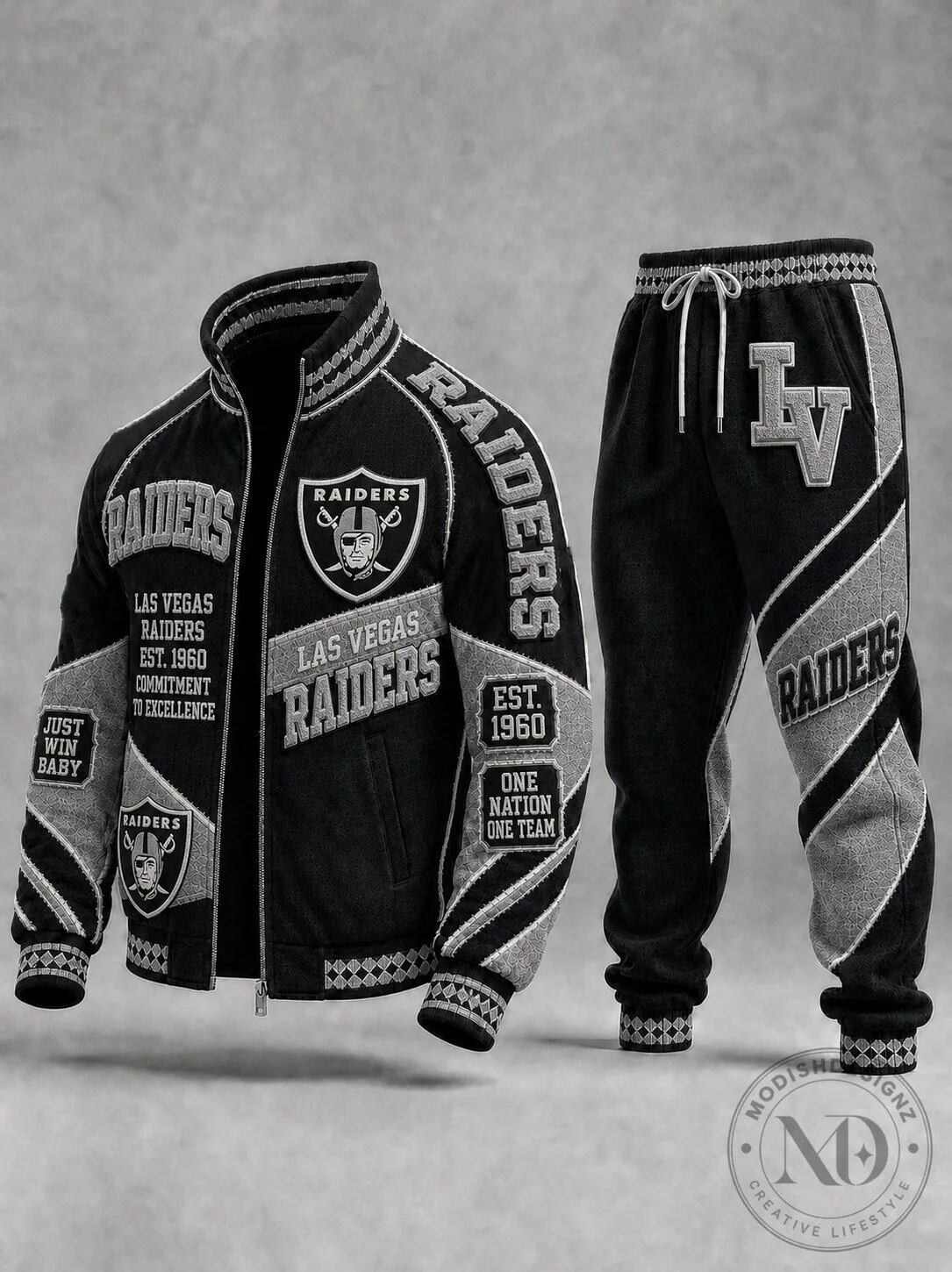 Las Vegas Raiders Black and Silver Padded Jacket