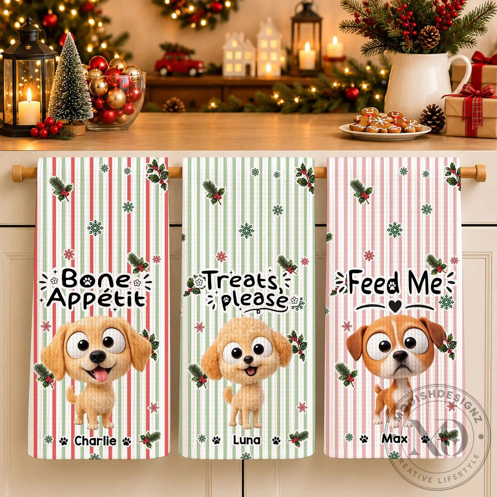 Personalized Cartoon Golden Retriever Dog Bone Appetit Christmas Kitchen Towel 8 Personalized Cartoon Golden Retriever Dog Bone Appetit Christmas Kitchen Towel
